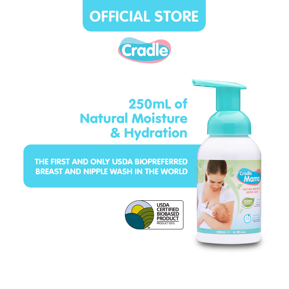 Cradle Mama Natural Breast &amp; Nipple Wash 250mL Foam Bottle